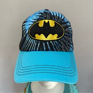 Six Flags Batman Blue Black Tie Dye Trucker Hat Adjustable